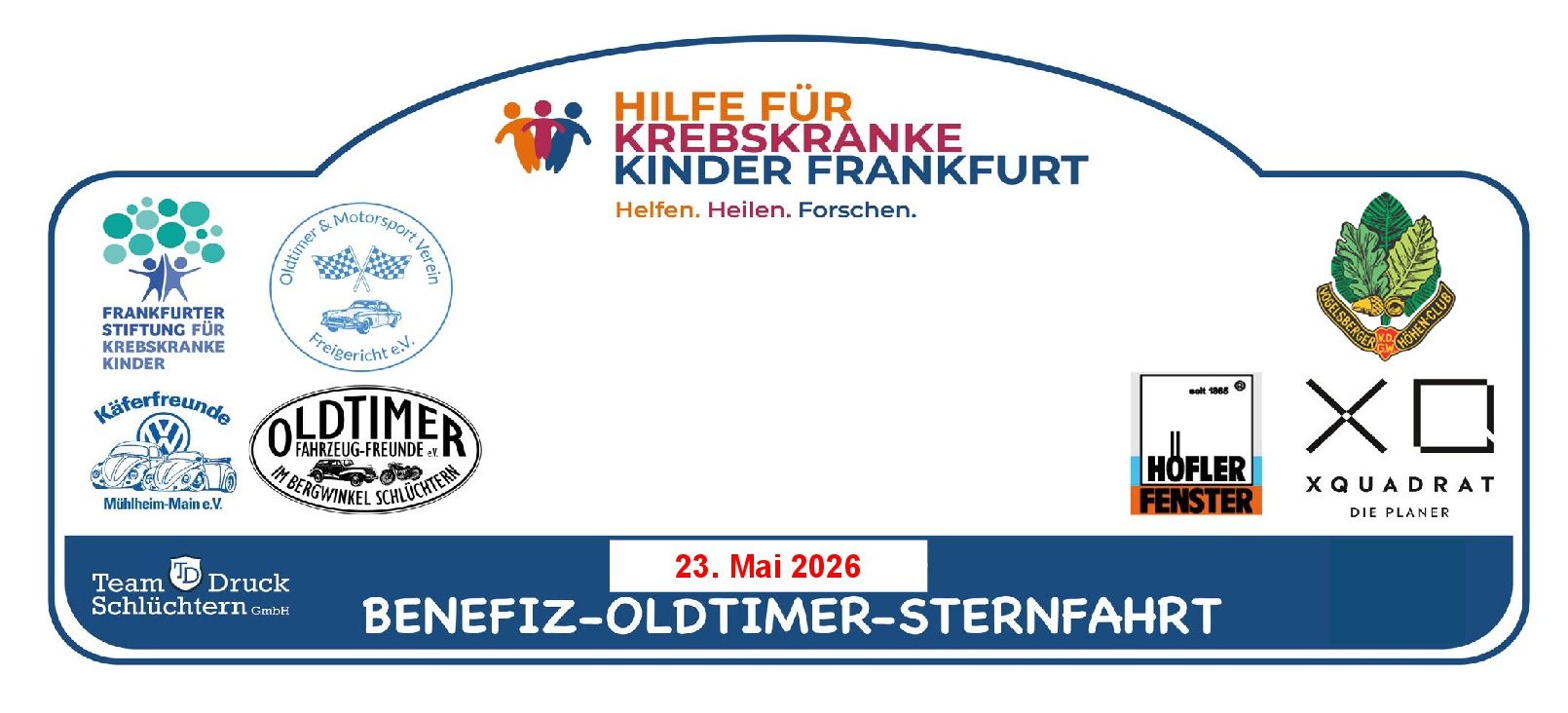 Startnummernschild Benefiz Ankündigung 2026